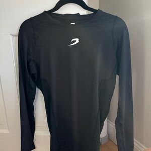 BOXRAW Black Long Sleeve Athletic Top with White Logo